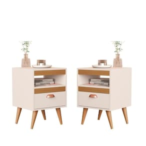 Kit Mesa Cabeceira 2 Unidades Erba Off White Ype