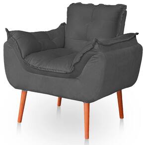 Poltrona Opala Para Sala Confortável Resistente Veludo Cor Cinza
