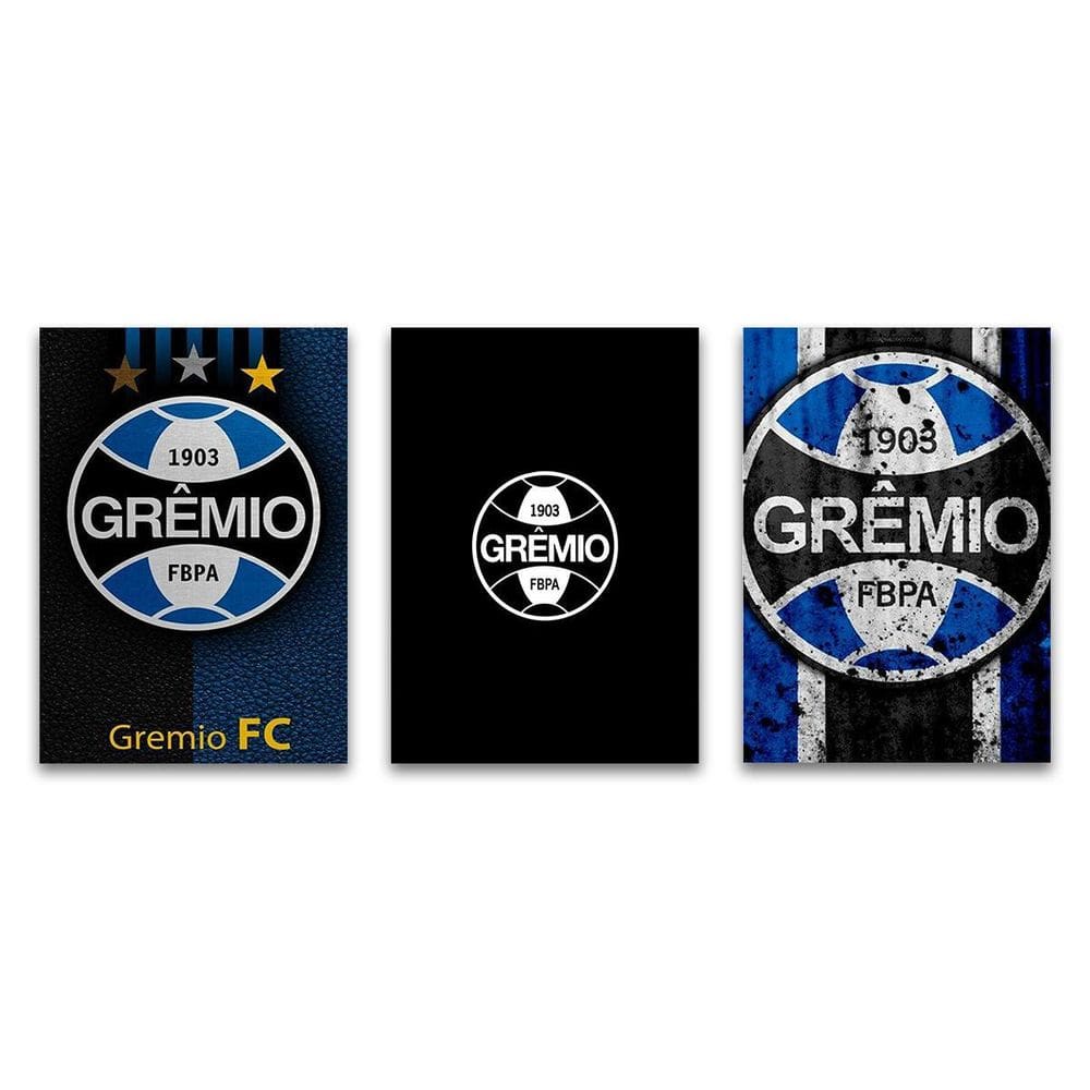 Kit 3 Placas Decorativas Gremio Football 30x20cm