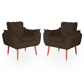 Kit 02 Poltronas Opala Para Sala Confortável Resistente Veludo Bege Capuccino