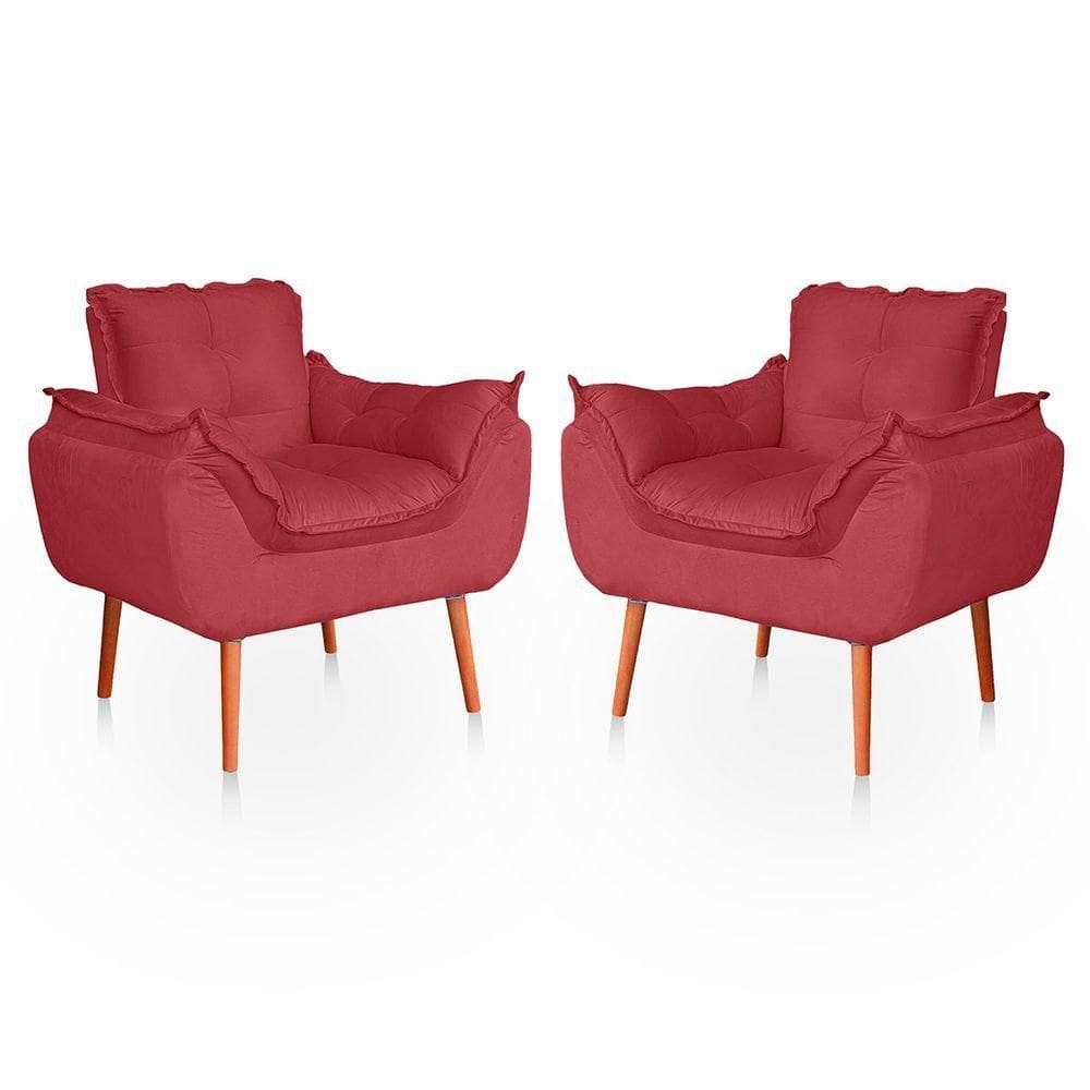 Kit 02 Poltronas Opala Para Sala Confortável Resistente Rose