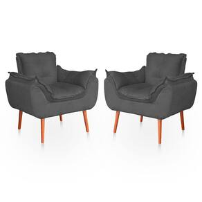 Kit 02 Poltronas Opala Para Sala Confortável Resistente Cinza