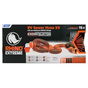 Kit de mangueira de esgoto Camco Rhinoextreme de 15 pés com ajuste giratório 4-N-1
