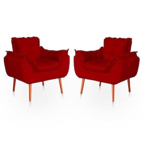 Kit 02 Poltronas Opala Para Sala Confortável Resistente Vermelho