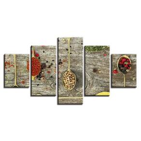 Quadro Decorativo Cozinha Temperos 5 Peças 115x60cm