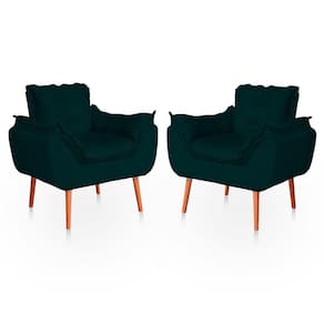 Kit 02 Poltronas Opala Para Sala Confortável Resistente Veludo Bege Verde