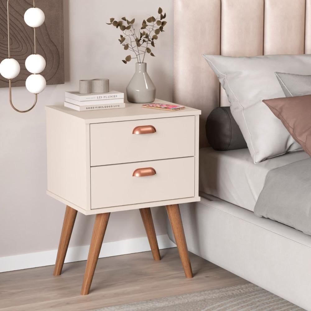 Mesa Apoio 2 Gavetas Mendoza Off White