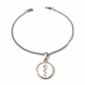 Pulseira Aço Inox Medicina Enfermagem Detalhe Branco