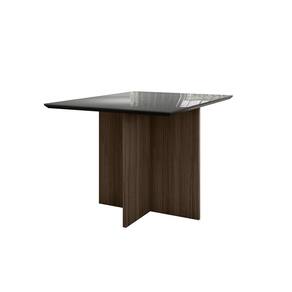 Mesa De Jantar 4 Lugares 1,20m Tampo Com Vidro Napoles Amendoa Grafite