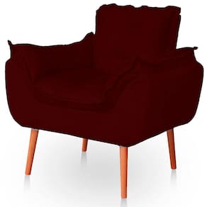 Poltrona Opala Para Sala Confortável Resistente Veludo Bordo