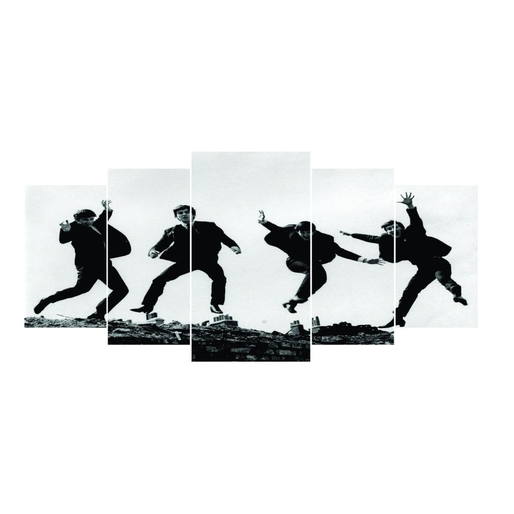 Quadro Mosaico 5 Peças Mdf Beatles Jump Acabamento Fosco