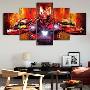 Quadros Decorativos 5 Peças Homem De Ferro Vingadores