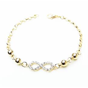 Pulseira Delicada Infinito Strass Lembrança Folheado