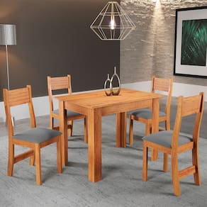Mesa de Jantar 4 Lugares Neide Marrom/Veludo Cinza 26293 - Pnr Móveis