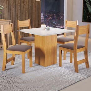 Mesa de Jantar 4 Lugares Ariane Marrom/Blonde/Fume - Pnr Móveis