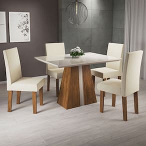 Mesa de Jantar 4 Lugares Velma Seda/Nude/Off White - Pnr Móveis