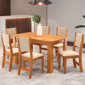 Mesa de Jantar 6 Lugares Valentina Marrom/Nude - Pnr Móveis