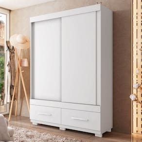Guarda-Roupa Solteiro Dali 2 Portas 2 Gavetas Branco - Pnr Móveis