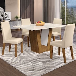 Mesa de Jantar 4 Lugares Grazi Seda/Blonde/Nude - Pnr Móveis