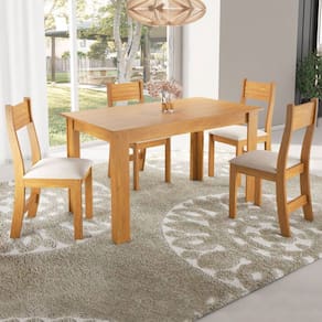 Mesa de Jantar 4 Lugares Nadia Marrom/Nude - Pnr Móveis