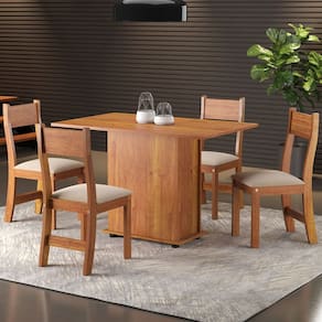 Mesa de Jantar 4 Lugares Miriane Marrom/Nude - Pnr Móveis