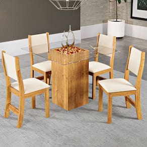Mesa de Jantar 4 Lugares Beetle Marrom/Creme - Pnr Móveis