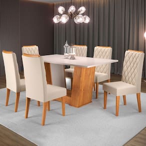 Mesa de Jantar 6 Lugares Impala Marrom/Blonde/Nude - Pnr Móveis