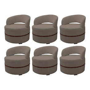 Kit 6 Poltronas para Sala de Estar Recepção Decorativa Luxo Luana Linho Marrom