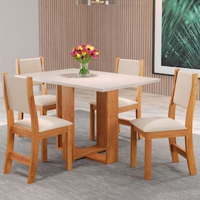 Mesa de Jantar 4 Lugares Morgana Marrom/Blonde/Nude - Pnr Móveis