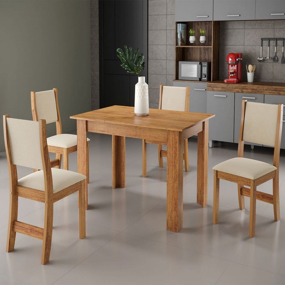 Mesa de Jantar 4 Lugares Neide Marrom/Nude - Pnr Móveis