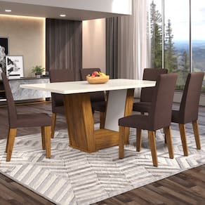 Mesa de Jantar 6 Lugares Grazi Seda/Blonde/Fumê - Pnr Móveis