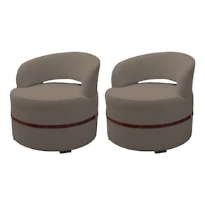 Kit 2 Poltronas para Sala de Estar Recepção Decorativa Luxo Luana Linho Marrom
