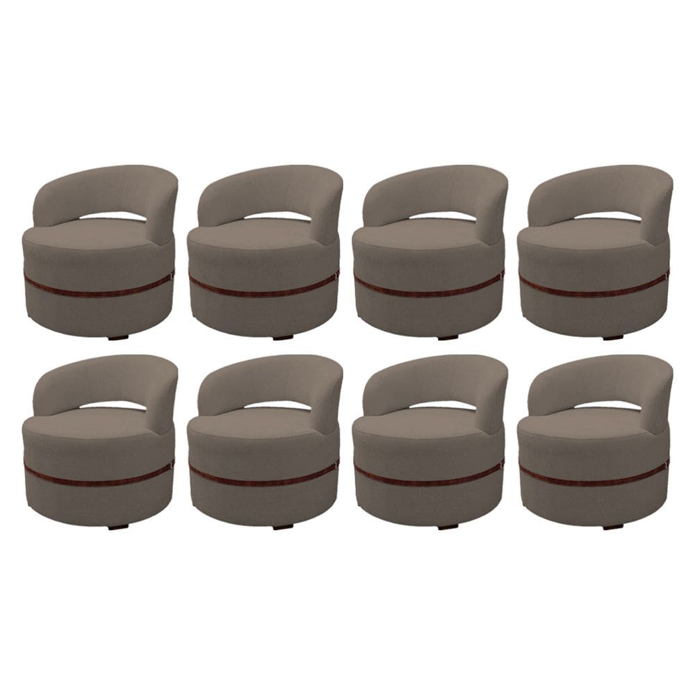 Kit 8 Poltronas para Sala de Estar Recepção Decorativa Luxo Luana Linho Marrom
