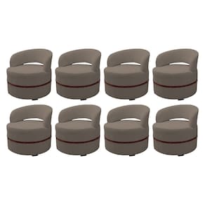 Kit 8 Poltrona Decorativa Luana Estofada para Sala Linho Marrom