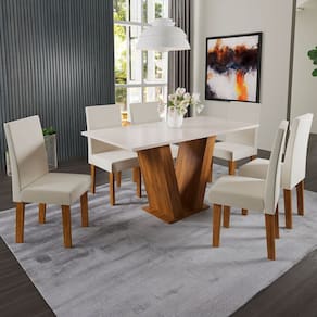 Mesa de Jantar 6 Lugares Lidia Marte Seda/Blonde/Nude - Pnr Móveis