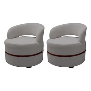 Kit 2 Poltronas para Sala Decorativa Luxo Luana Linho Cinza
