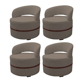 Kit 4 Poltrona Decorativa Luana Estofada para Sala Linho Marrom