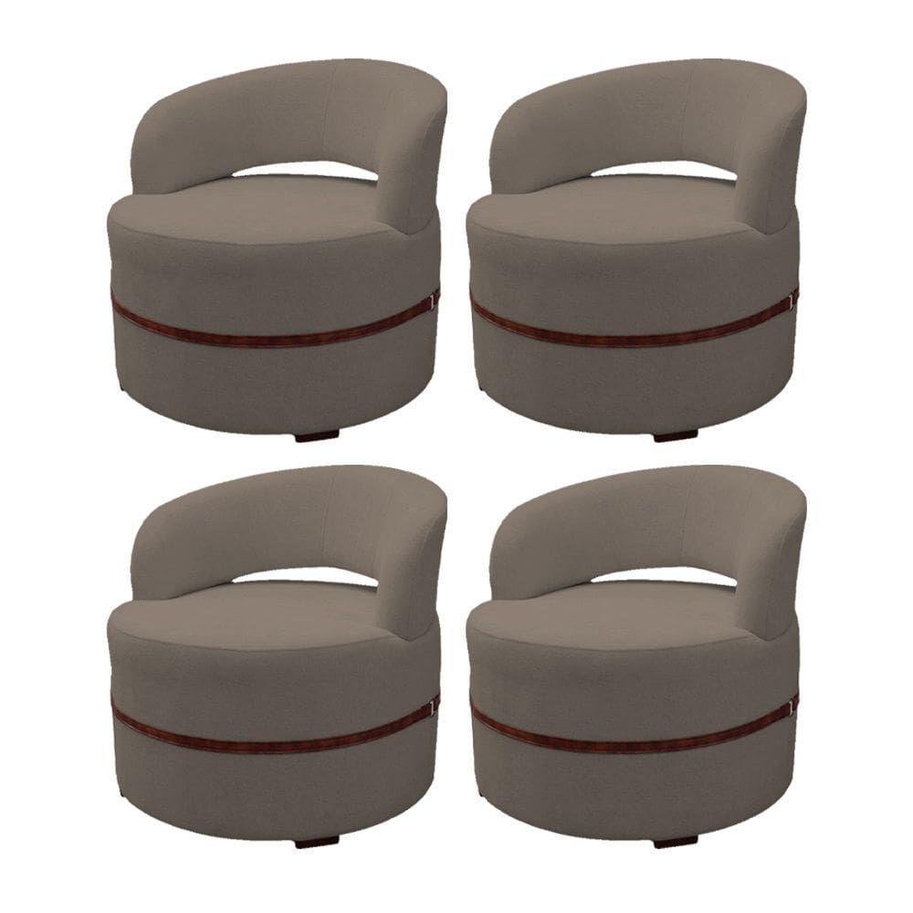 Kit 4 Poltronas para Sala de Estar Recepção Decorativa Luxo Luana Linho Marrom