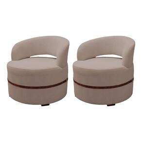 Kit 2 Poltronas para Sala de Estar Decorativa Luxo Luana Linho Bege
