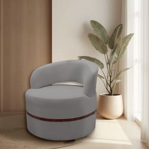 Poltrona Decorativa Luana Estofada para Sala Linho Cinza
