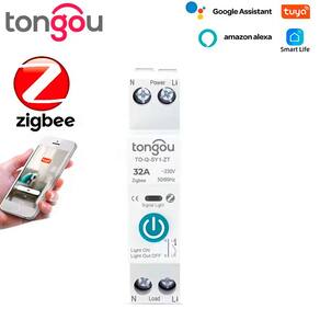 Disjuntor Inteligente Zigbee 32A, Compatível Com Google Assistant e Alexa, Tongou, SY1-JZT, Sem Medição - Branco