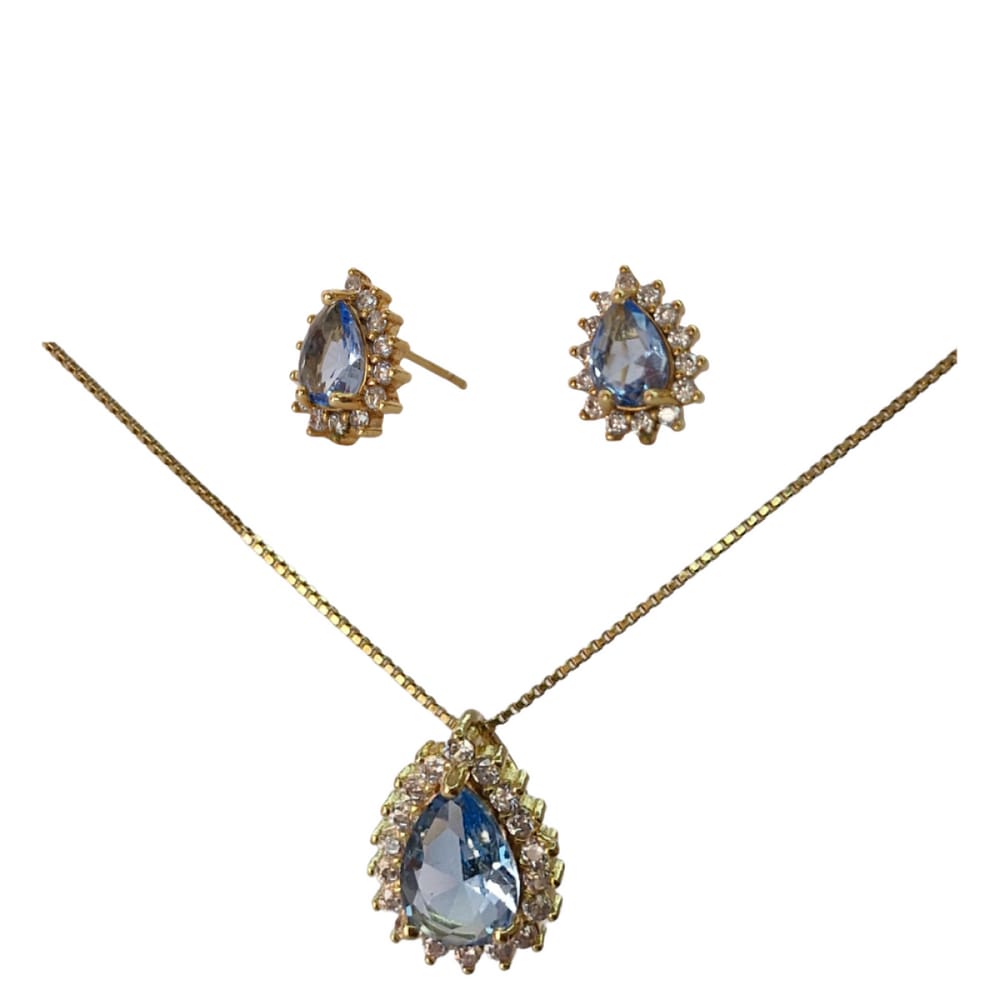 Conjunto Cravejada Cristal Safira