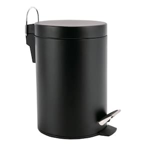 Lixeira De Piso Redonda Aco Black Com Pedal 3l 25x17x17cm