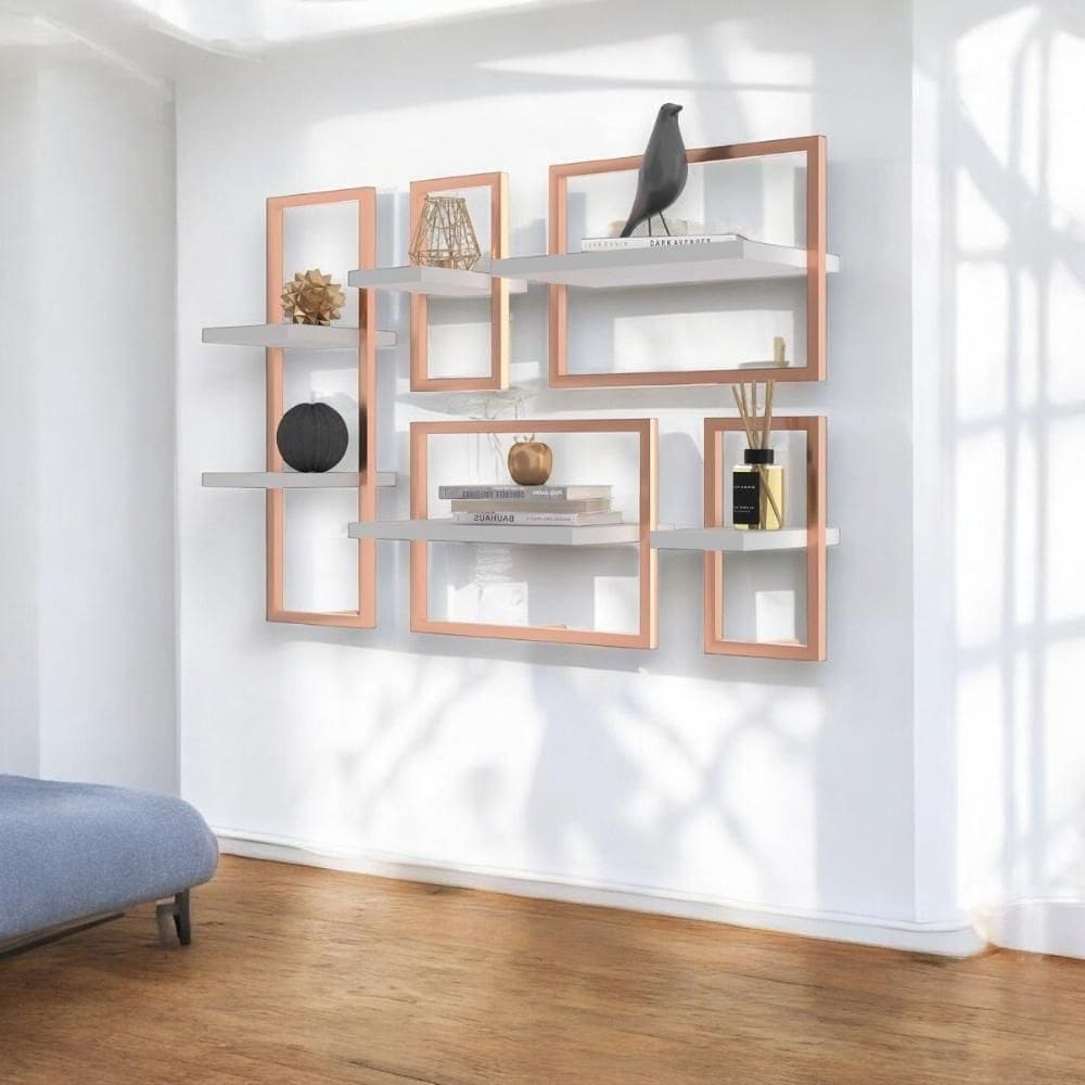 Lego De 6 Prateleiras Industrial Branco/cobre