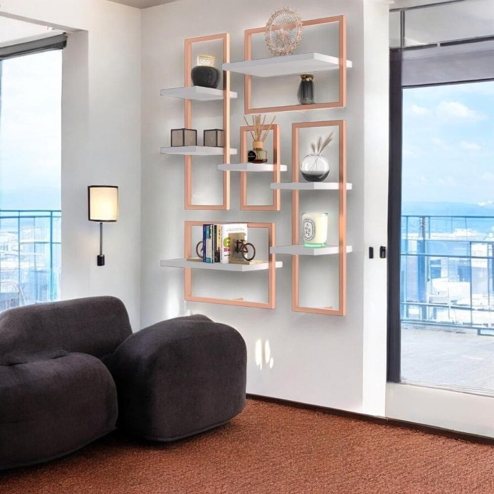 Lego De 7 Prateleiras Industrial Branco/cobre