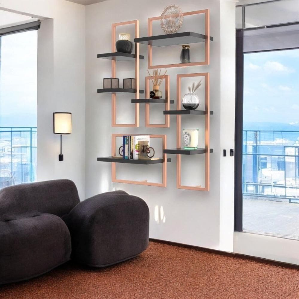 Lego De 7 Prateleiras Industrial Preto/cobre