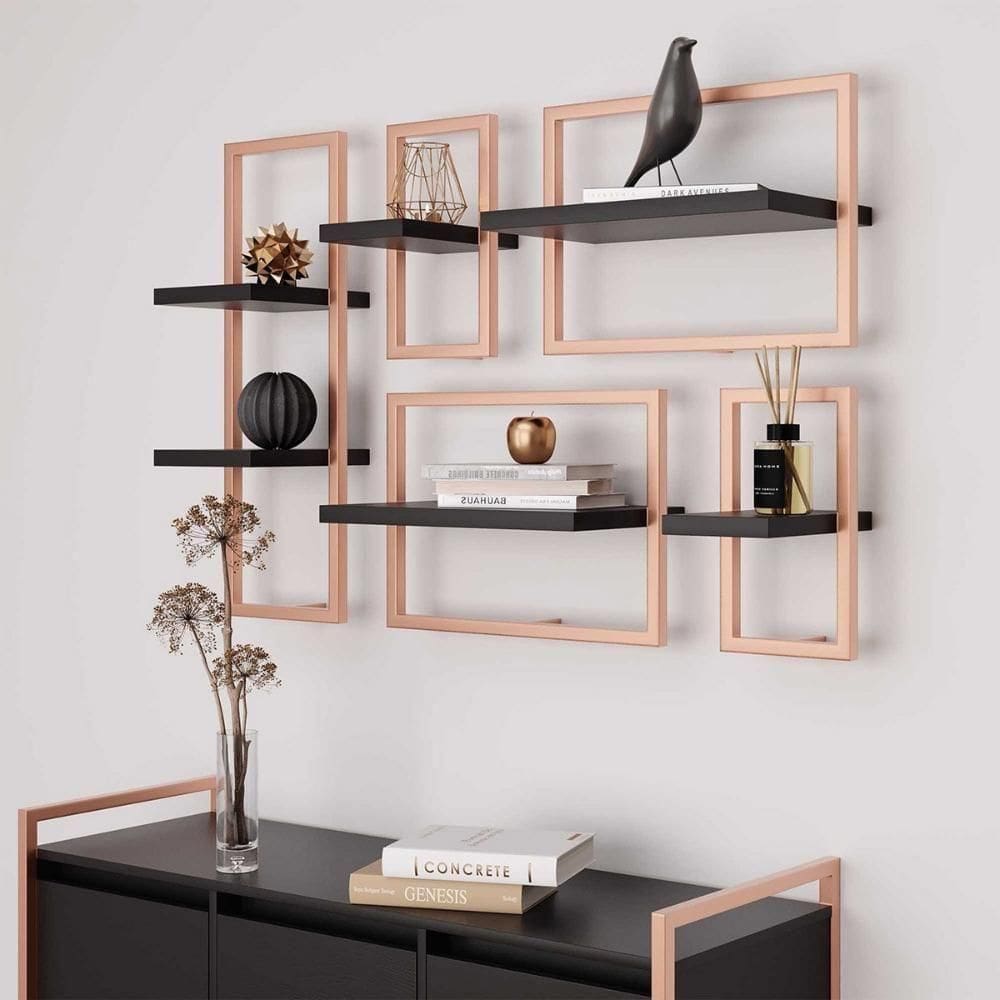 Lego De 6 Prateleiras Industrial Preto/cobre