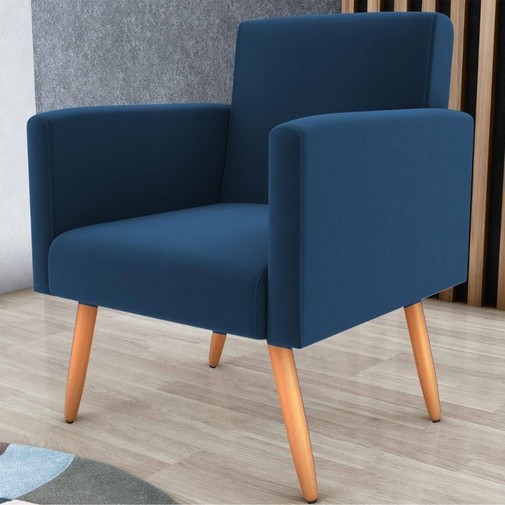 Poltrona Para Decoração Sara Suede Azul