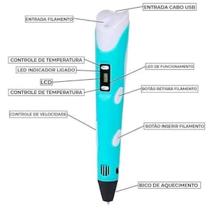 Caneta 3D Criativa Bivolt Filamentos Desenhar