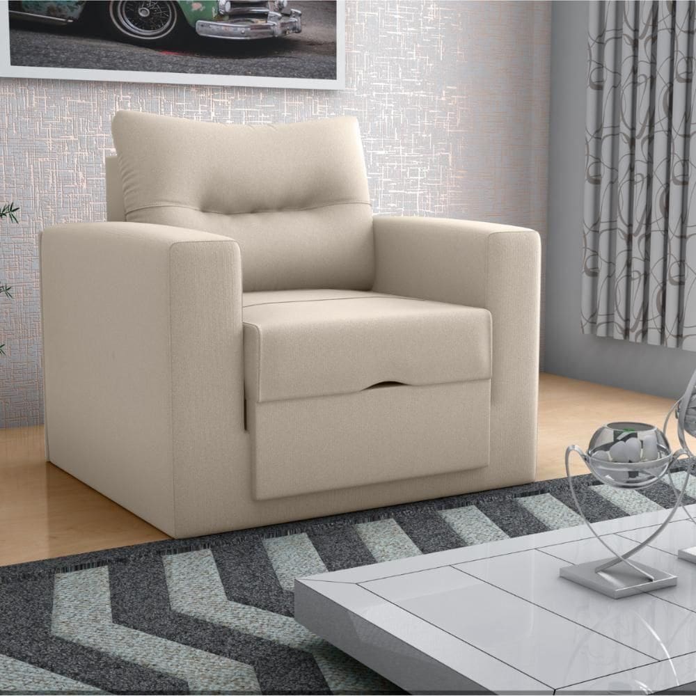 Sofá Cama 1 Lugar Cork Suede Bege